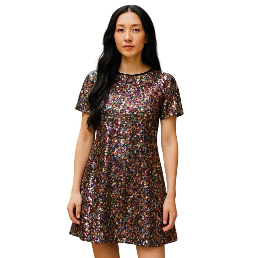 Mutlicolour Sequin Dress Sparkle Party Large